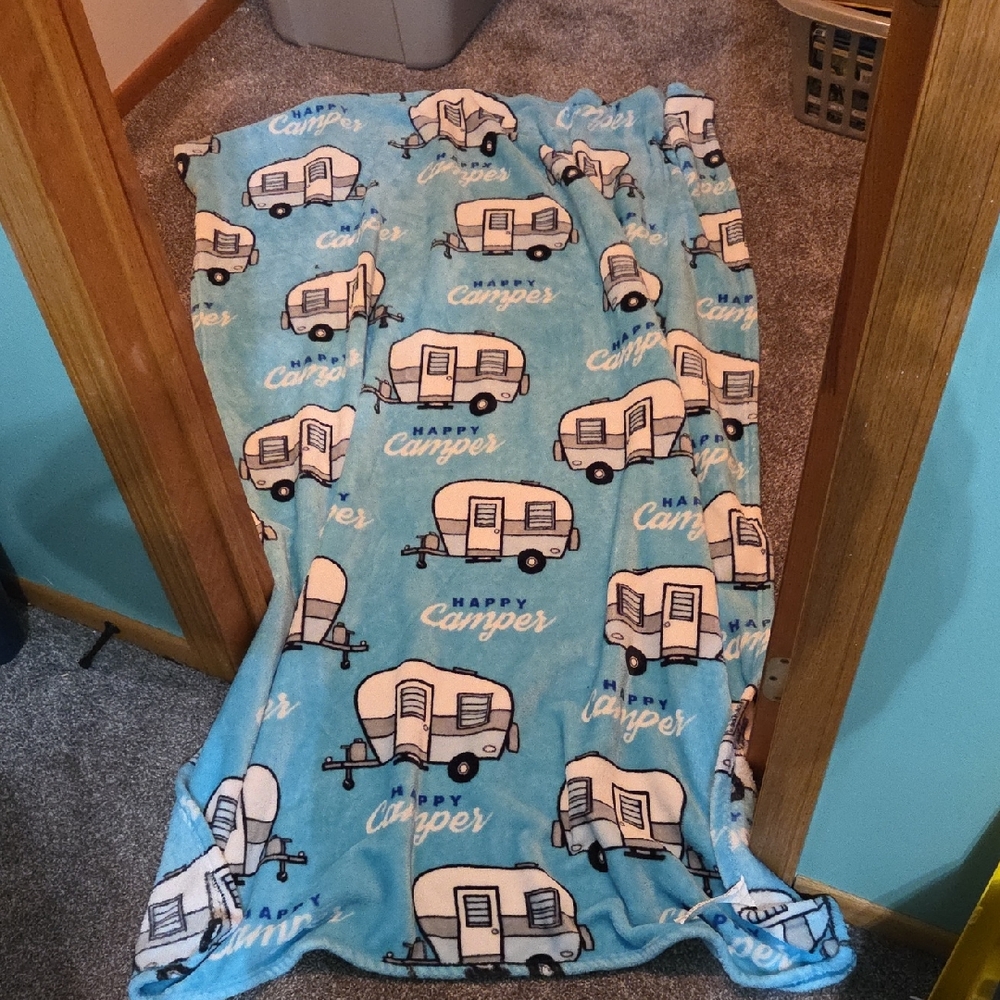 Blue Happy Camper Blanket